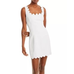 Aqua White Scalloped Mini Dress